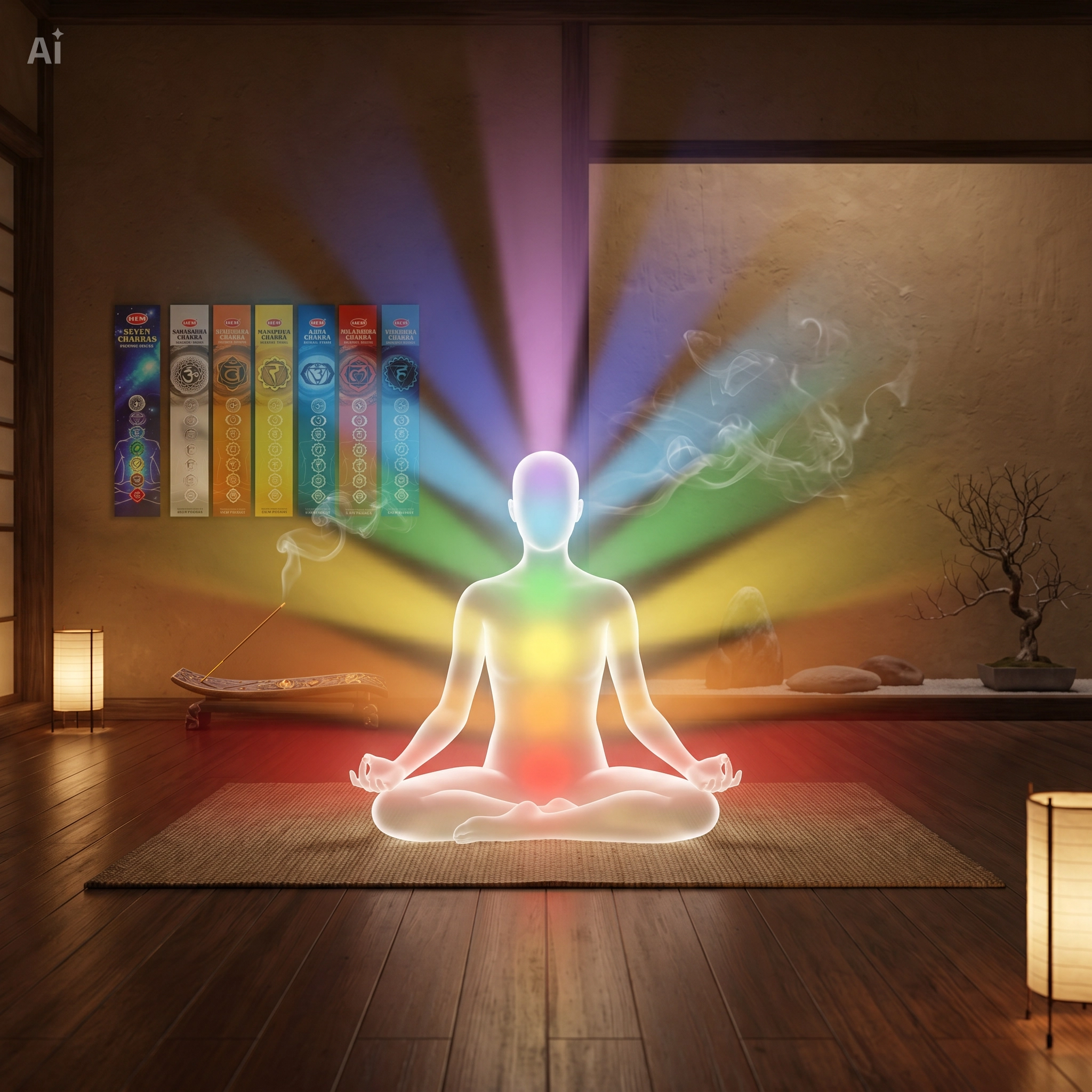 🌈 Chakra Incense Collection | Balance Your Energy One Breath at a Time 4 Colorful chakra artwork representing the seven energy centers and spiritual balance