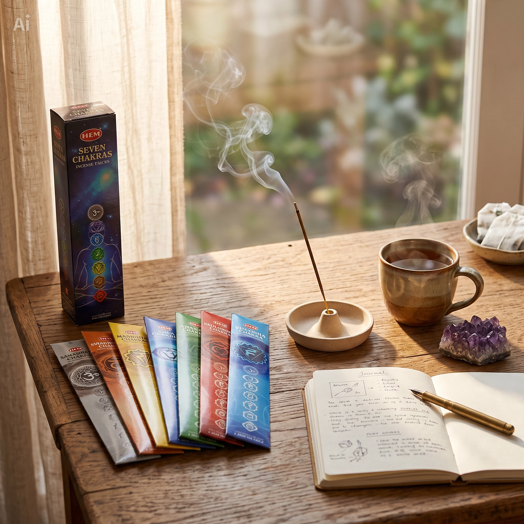 🌈 Chakra Incense Collection | Balance Your Energy One Breath at a Time 3 Peaceful morning meditation with chakra incense creating a calm and mindful start to the day