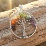 7 chakra stone tree of life necklace