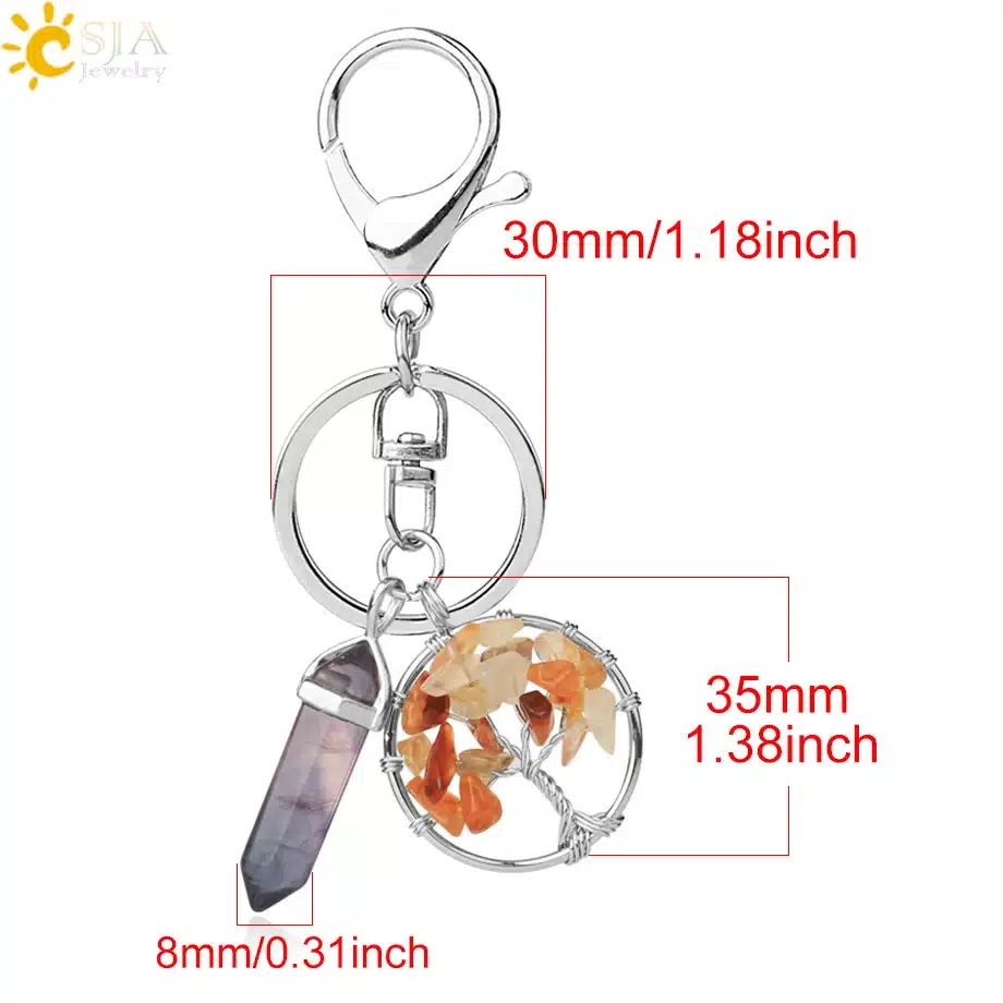 CSJA Natural Stone Fluorite Tree of Life Pendants Keychain Lobster Clasp Key Holder Car Backpack Accessories Unique Jewelry G380 6 CSJA Natural Stone Fluorite Tree of Life Pendants Keychain Lobster Clasp Key Holder Car Backpack Accessories Unique Jewelry G380 - Image 6