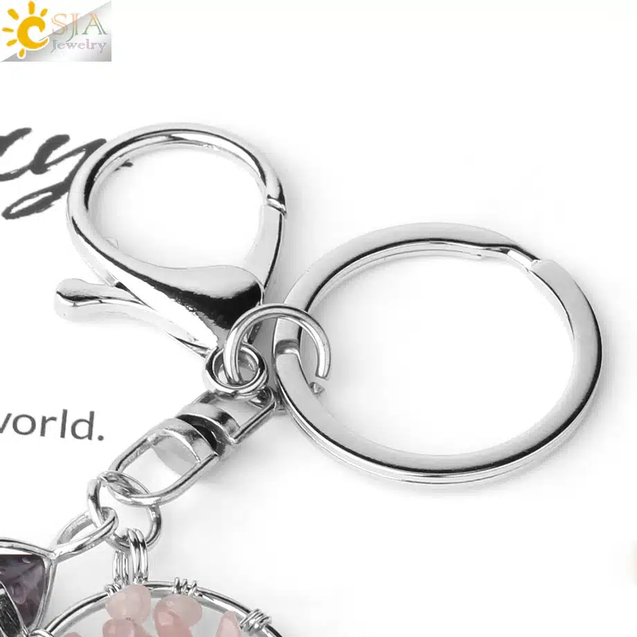 CSJA Natural Stone Fluorite Tree of Life Pendants Keychain Lobster Clasp Key Holder Car Backpack Accessories Unique Jewelry G380 3 CSJA Natural Stone Fluorite Tree of Life Pendants Keychain Lobster Clasp Key Holder Car Backpack Accessories Unique Jewelry G380 - Image 3