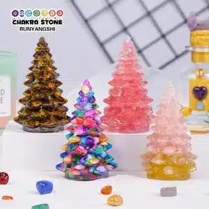 1PC Crystal Christmas Tree Rose Quartz Tiger Eye Home Decor Desktop Ornaments Stone Crafts Collect Energy Healing Gemstone Gift