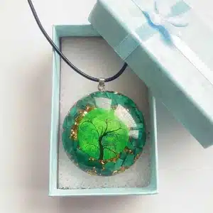 Orgonite Energy Pendant Green Malachite Tree of Life Orgone Chakra Healing Necklace Gift Package