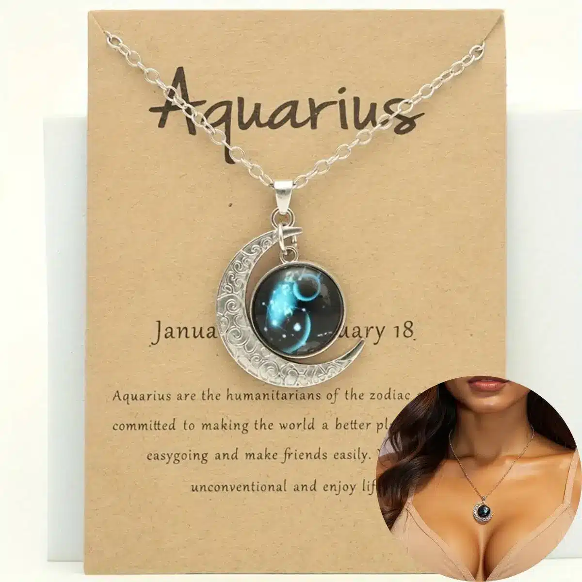 1pc Retro Glow-in-the-Dark Zodiac Moon Pendant Necklace Vintage Zinc Alloy Glass Accents Adjustable Chain for Women Gift Jewelry 1 1pc Retro Glow-in-the-Dark Zodiac Moon Pendant Necklace Vintage Zinc Alloy Glass Accents Adjustable Chain for Women Gift Jewelry