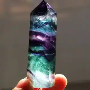 Third Eye Chakra 29 Natural Fluorite Crystal Colorful Striped Fluorite 4-7CM Quartz Crystal Stone Point Healing Hexagonal Wand Treatment Stone