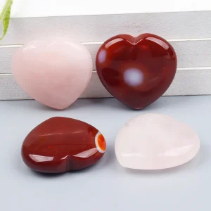 40mm Natural Agate & Rose Quartz Heart –