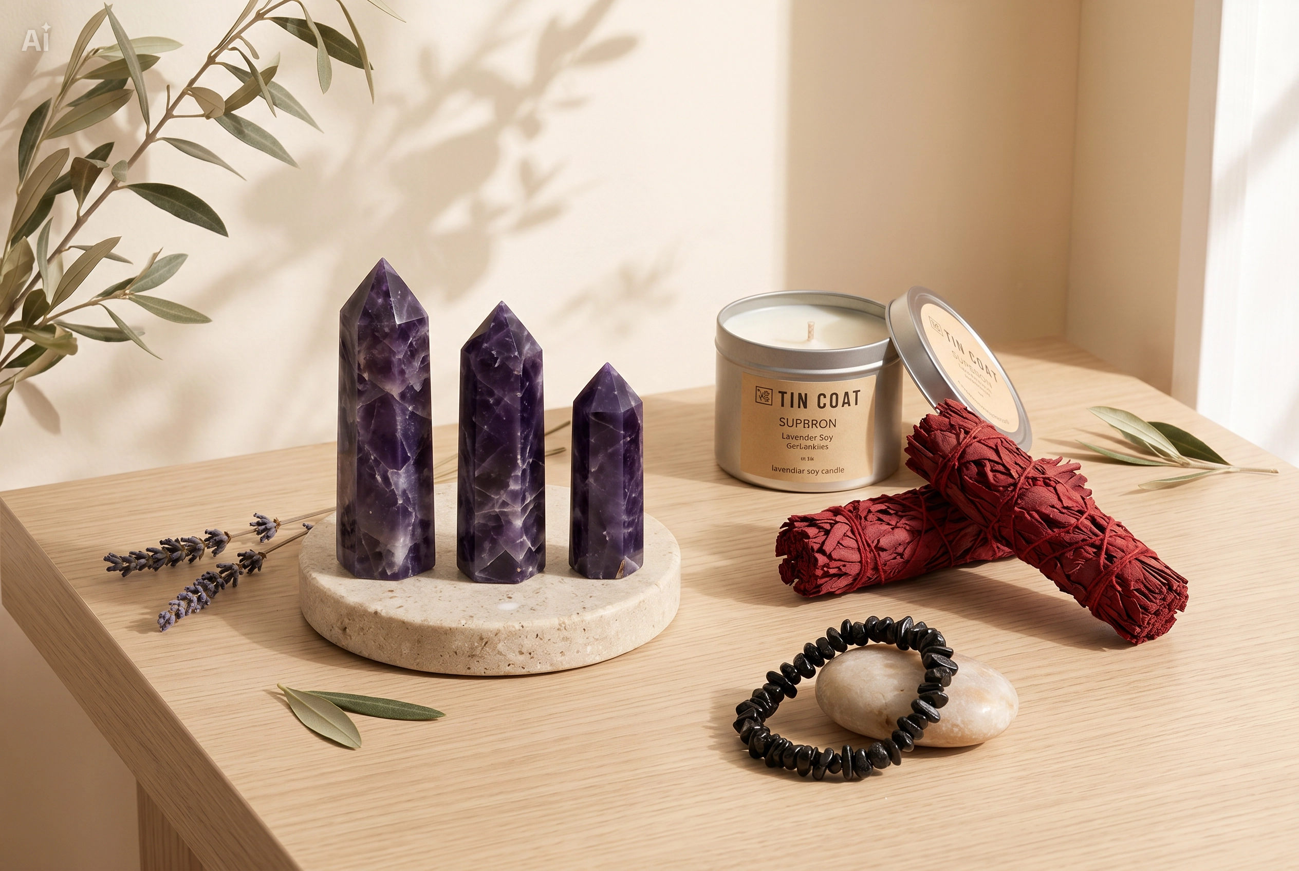 Grounding & Protection Ritual Kit – Crystal, Sage & Candle Gift Set 1 Grounding & Protection Ritual Kit with crystals, sage, and candle for calming spiritual self-care