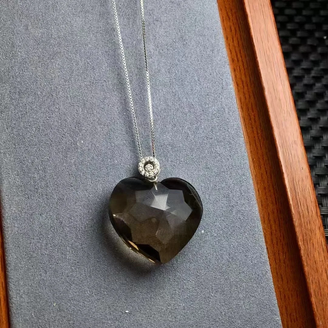 1 Pc Natural Smoky Quartz Heart Pendant 925 Sterling Silver Faceted Heart Crystal Reiki Healing Stone Jewelry Gift For Women Men 1 1 Pc Natural Smoky Quartz Heart Pendant 925 Sterling Silver Faceted Heart Crystal Reiki Healing Stone Jewelry Gift For Women Men