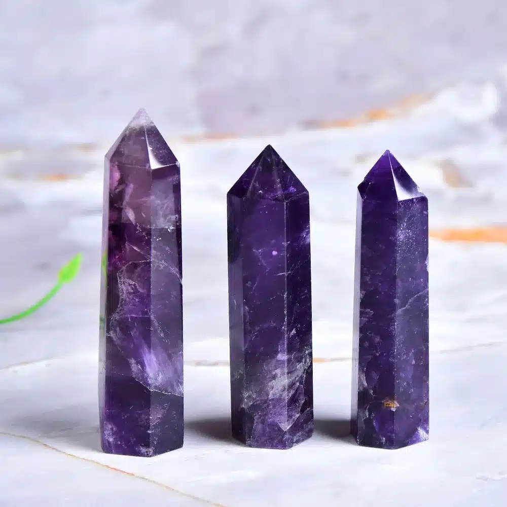 purpl;e crystal points