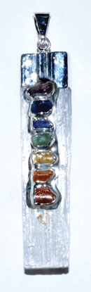 Selenite 7 Chakra Rough Pendant 1 Selenite 7 Chakra Rough Pendant