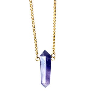 Amethyst Double Terminated Crystal Pendant with Chain