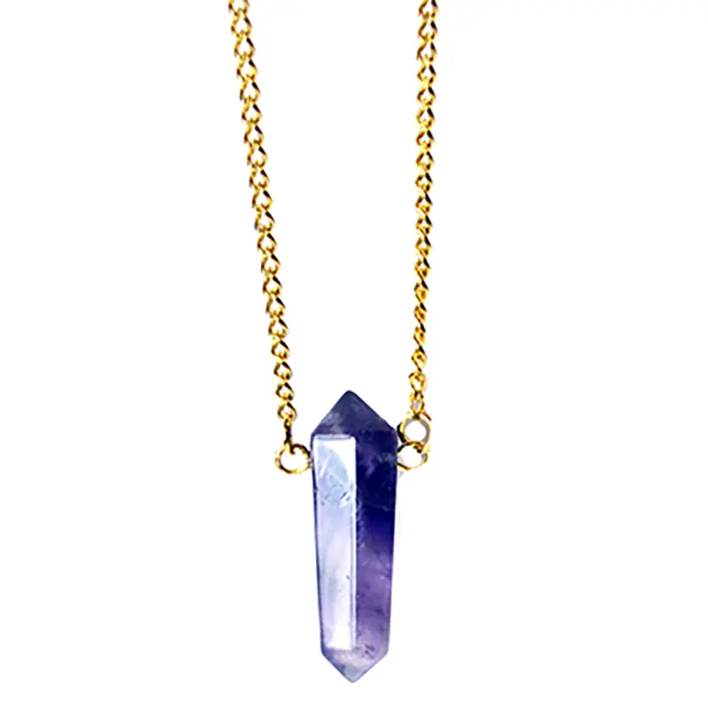 Amethyst Double Terminated Crystal Pendant with Chain 1 Amethyst Double Terminated Crystal Pendant with Chain