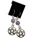 Amethyst Pentagram Earrings