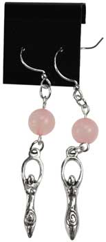 Rose Quartz Goddess Earrings 1 Rose Quartz Goddess Earrings