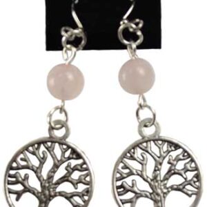 Rose Quartz Tree Of Life Earrings