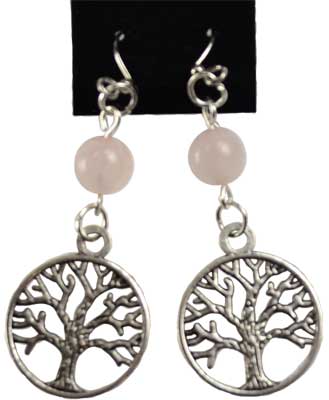 Rose Quartz Tree Of Life Earrings 1 Rose Quartz Tree Of Life Earrings