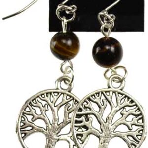Tiger Eye Tree Of Life Earrings