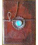 5 x 7 Triple Moon With Stone Embossed Leather Journal With Cord