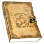 5 x 7 Broom Pentagram Embossed Leather Journal With Latch