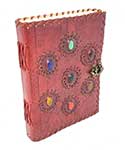 6 x 8 7 Chakra Stones Embossed Leather Journal With Latch