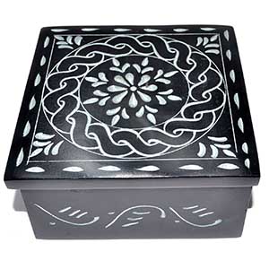 Floral Mandala Soapstone Box