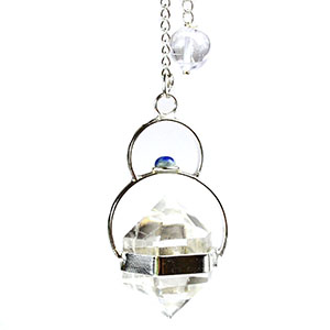 Faceted Clear Quartz W/ Lapis Pendulum