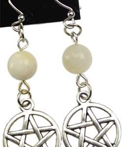 Moonstone Pentagram Earrings