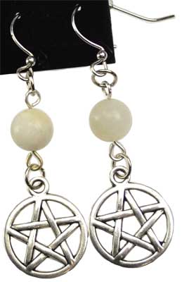 Moonstone Pentagram Earrings 1 Moonstone Pentagram Earrings
