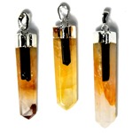 Golden Quartz with Tourmaline Pendant
