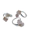 Set of 3 Adjustable Rose Quartz Rings