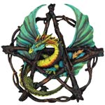13" Forest Pentagram Dragon Wall Plaque