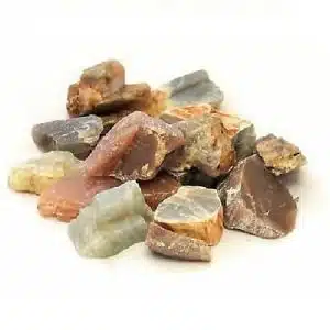 Moonstone Rough, a collection of raw, unpolished moonstone stones with varied colors and textures.